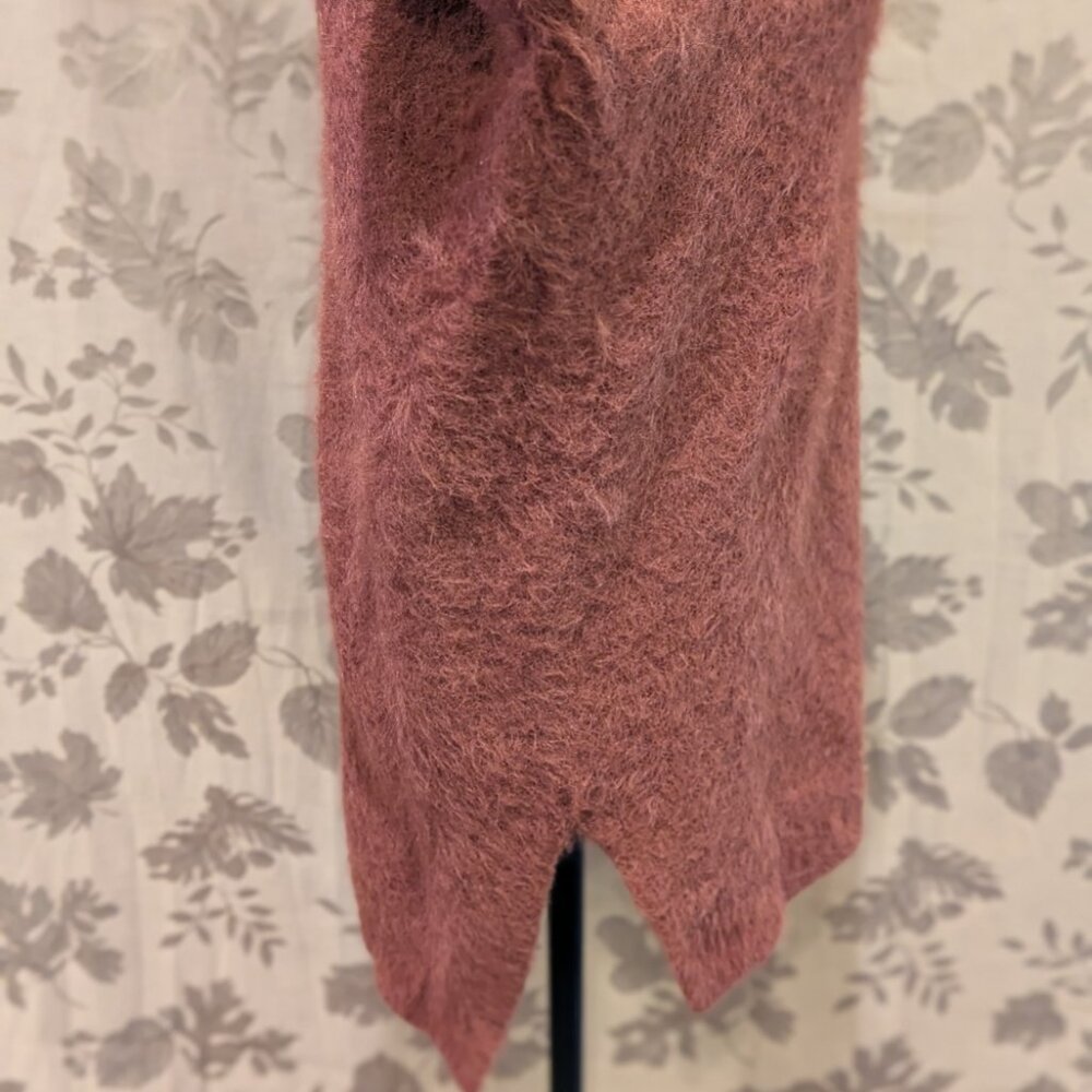 Ruby Moon Wine Red Cut Out Fuzzy Sweater Tunic, S… - image 5